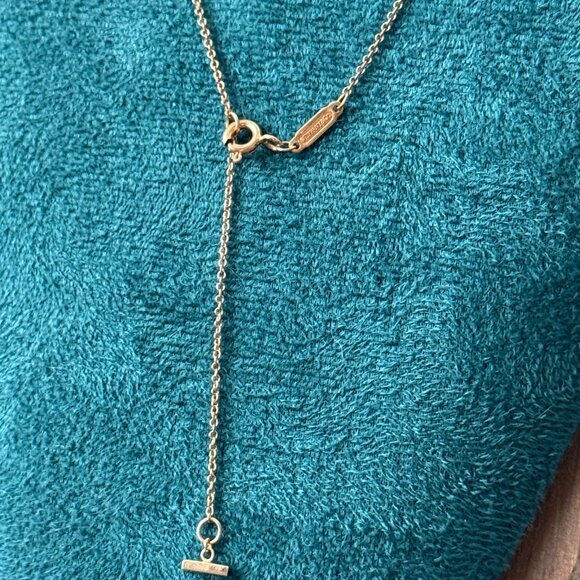 Tiffany @ Co. 18K/750 Rose Gold Round Diamond Smile Small Necklace 0.03ctw - Picture 3 of 4